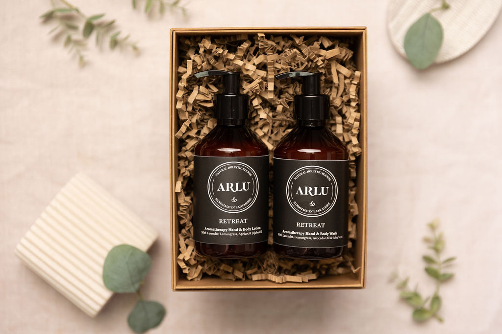 a set of hand wash and hand lotion made with natural ingredients and essential oils